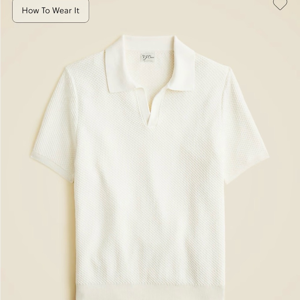 J. Crew Ivory Textured Knit Polo